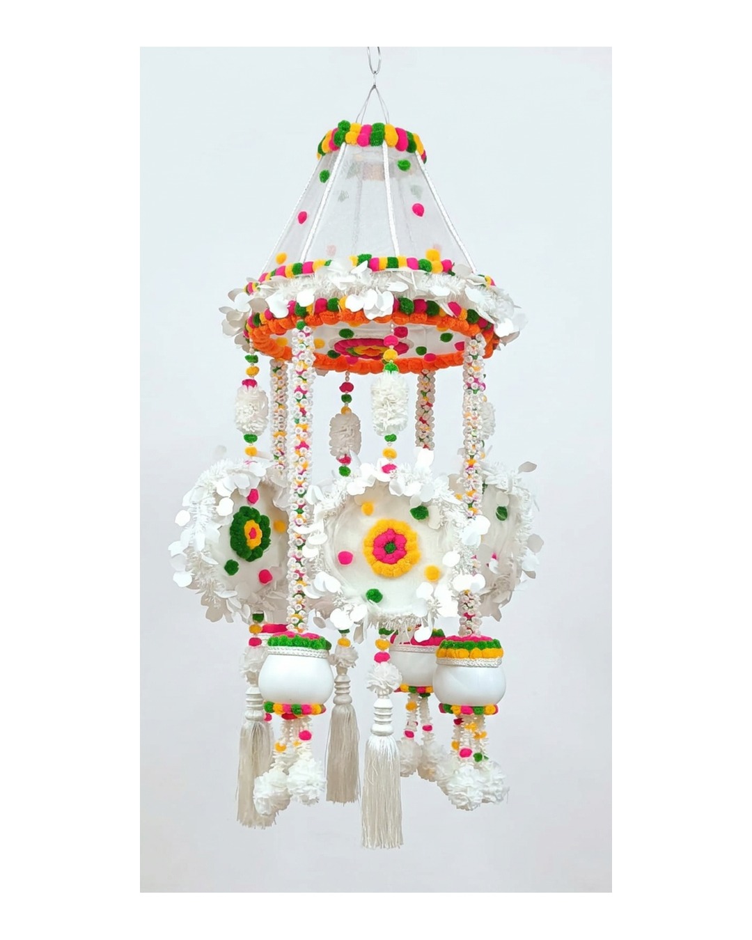 White Chandelier Matka Jhoomar