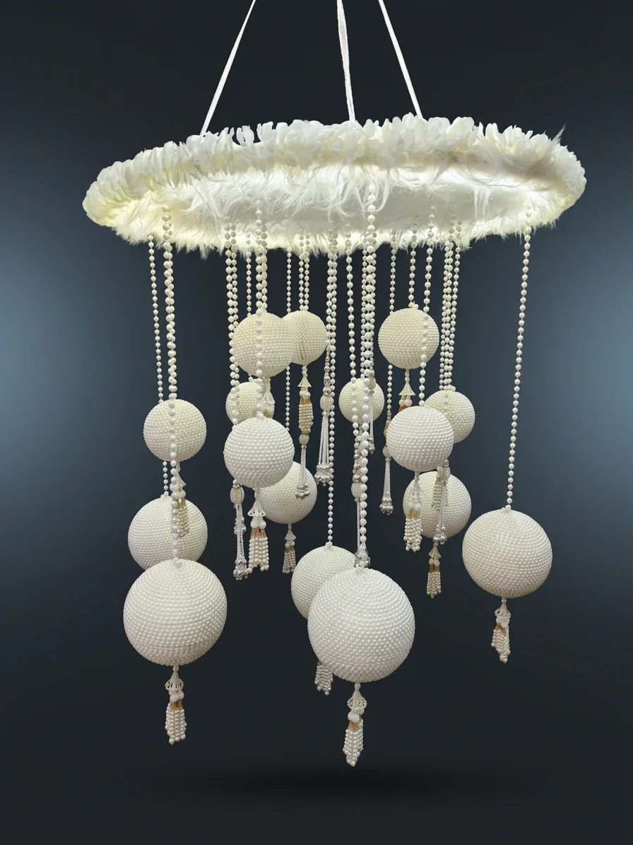 White Lantern Ball Chandelier