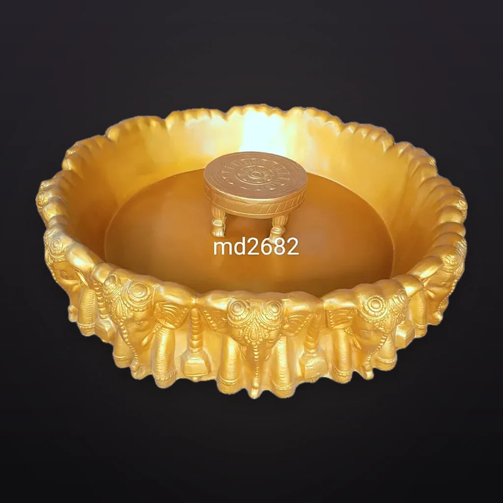 Golden Carved Urli Bowl