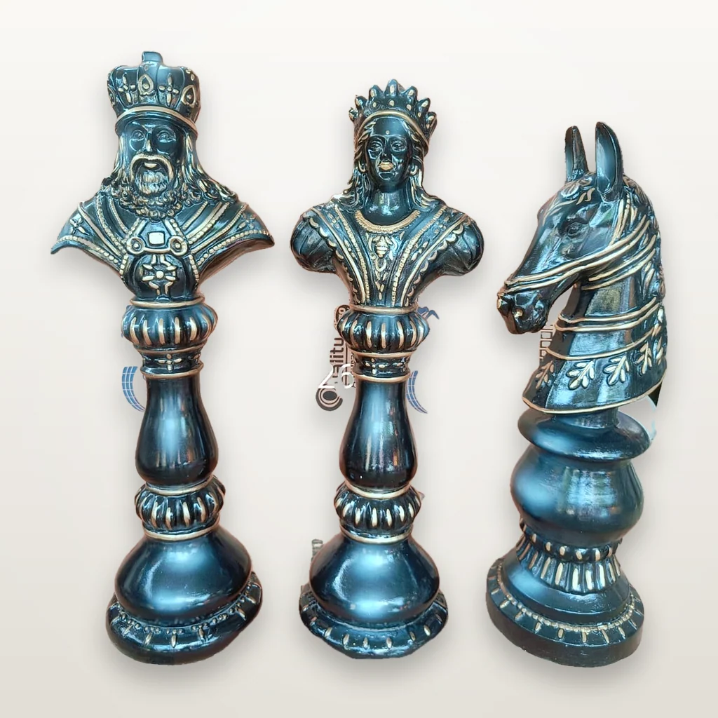 Teal Royal Chess Bust Trio
