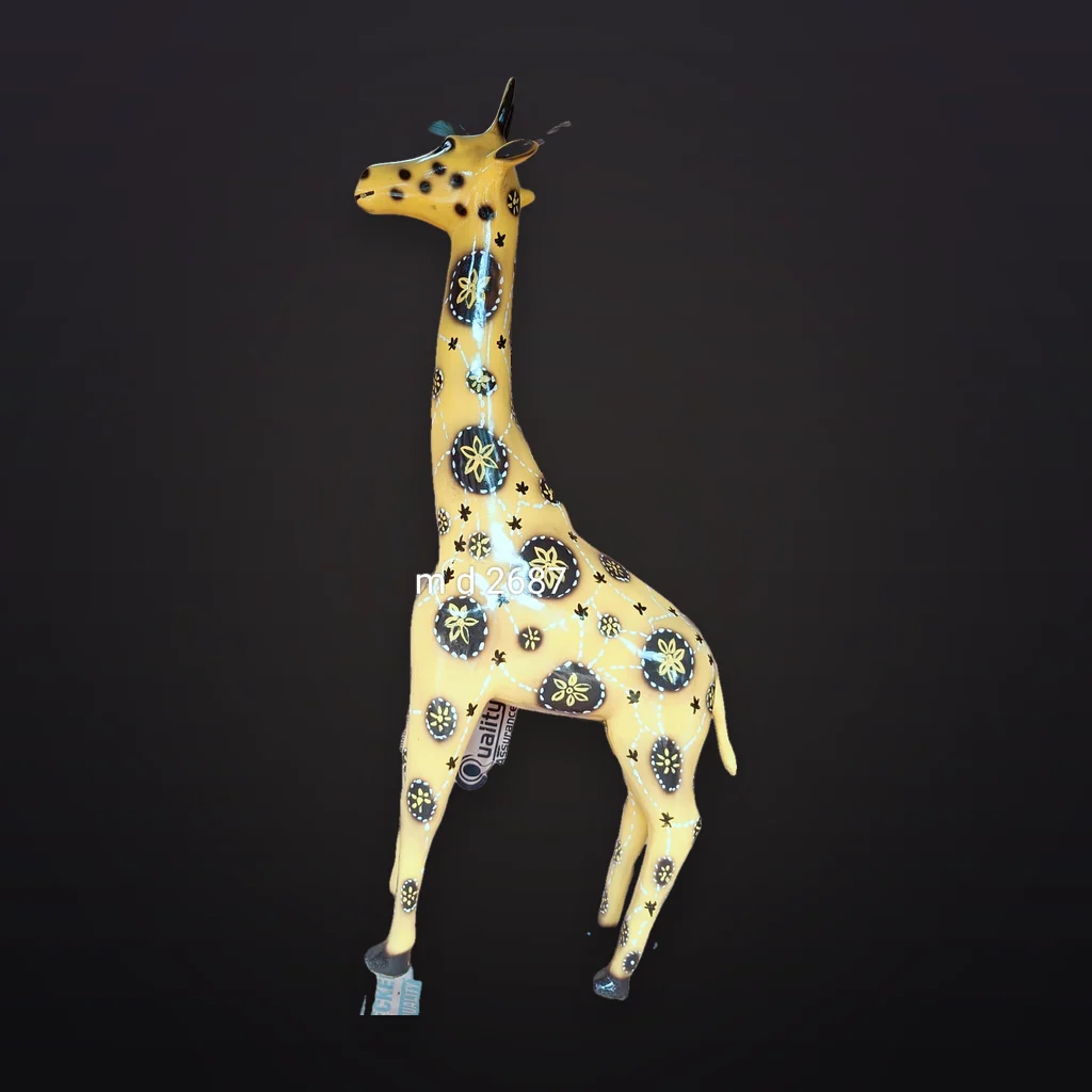 Painted Floral Giraffe Statue