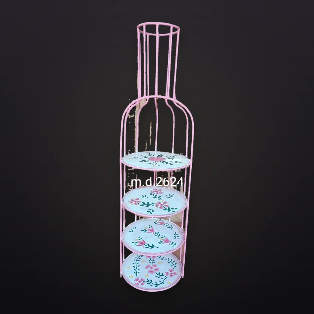 Pink Metal Bottle Cage Etagere