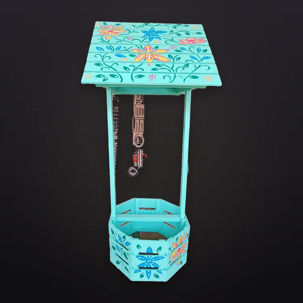 Turquoise Painted Wishing Well Prop