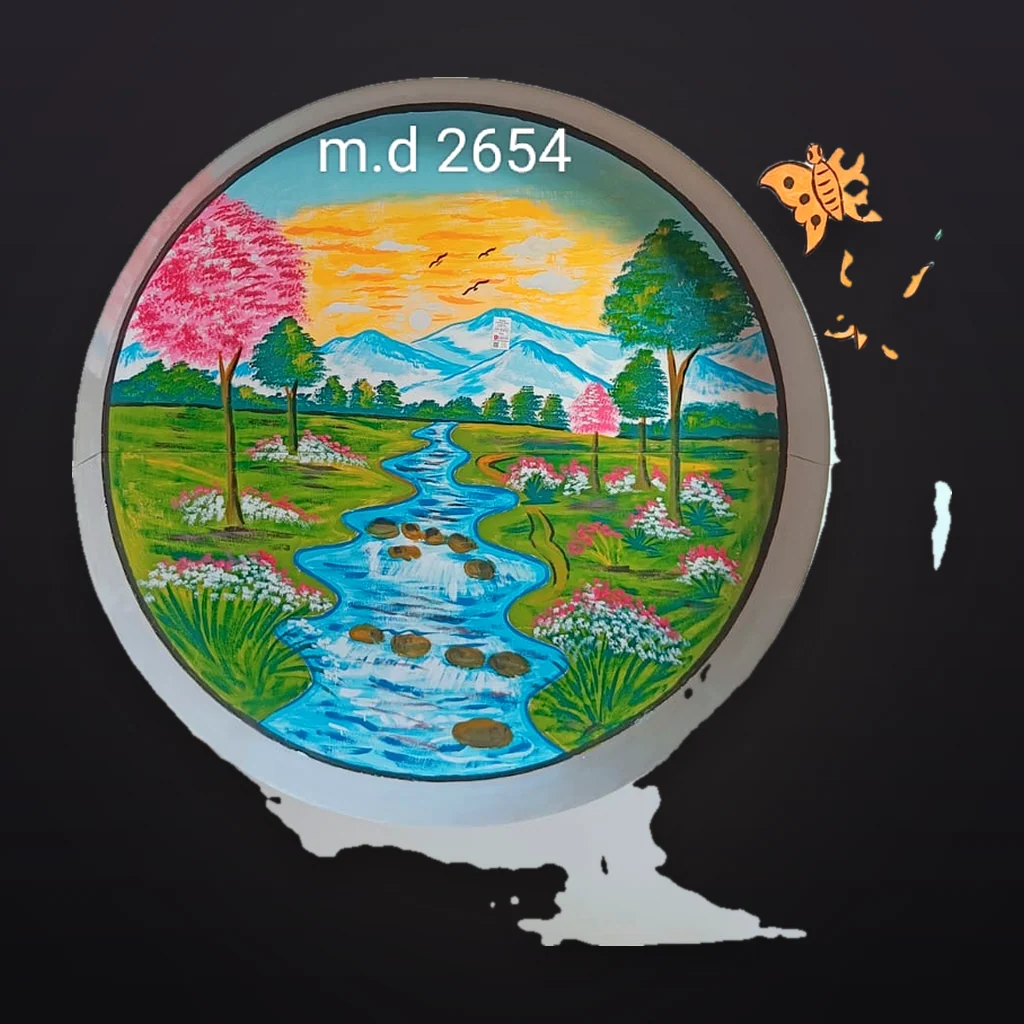 Hand-Painted Scenic Round Panel