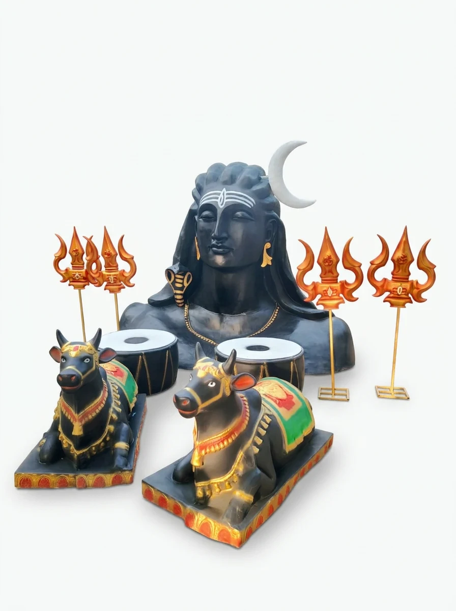 Shiva Bust & Nandi Temple Set